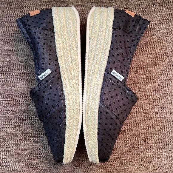 New Joy &amp; Mario Polka Dot Mesh Espadrille Size 6.5W in Black