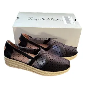 New Joy &amp; Mario Polka Dot Mesh Espadrille Size 6.5W in Black