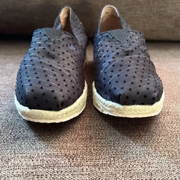 New Joy &amp; Mario Polka Dot Mesh Espadrille Size 6.5W in Black