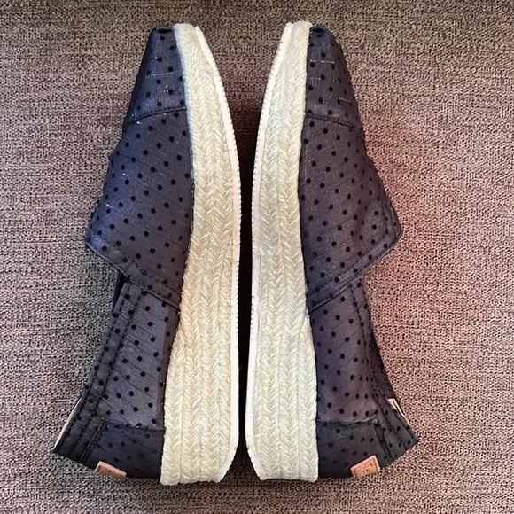 New Joy &amp; Mario Polka Dot Mesh Espadrille Size 6.5W in Black