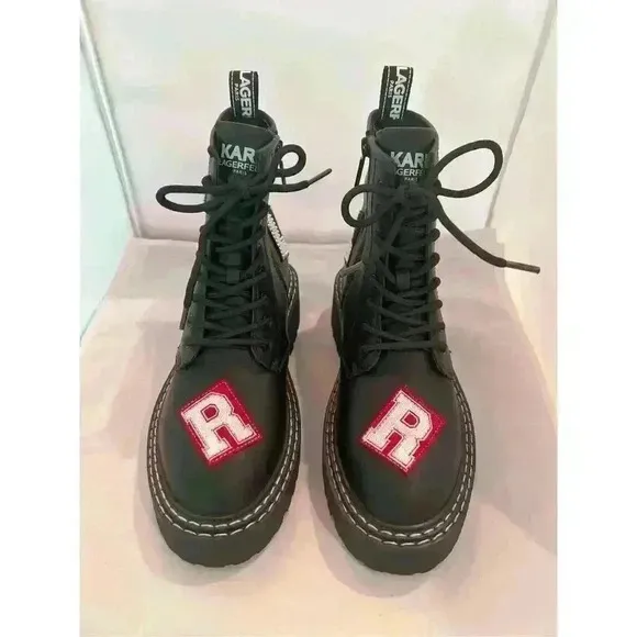 New Karl Lagerfeld Motto Boots Black Size 8