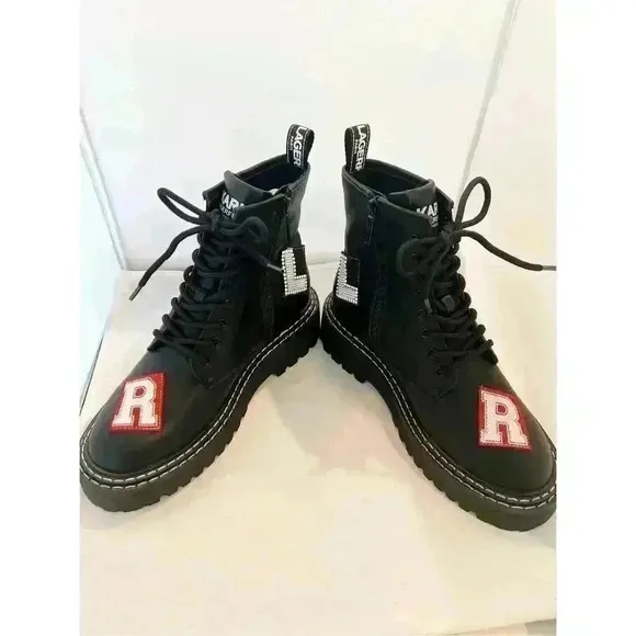 New Karl Lagerfeld Motto Boots Black Size 8