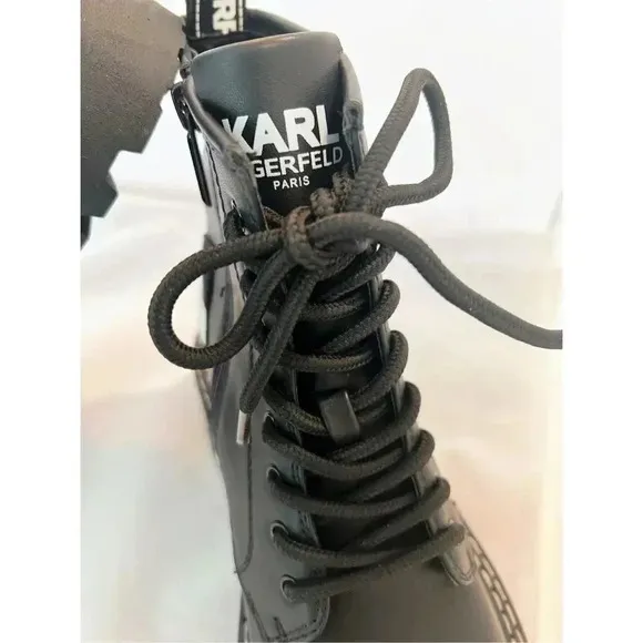 New Karl Lagerfeld Motto Boots Black Size 8