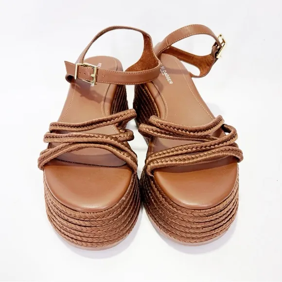 NEW Kelsi Dagger Brooklyn Mend Braided Strap Platform Wedge Sandals Rope Open