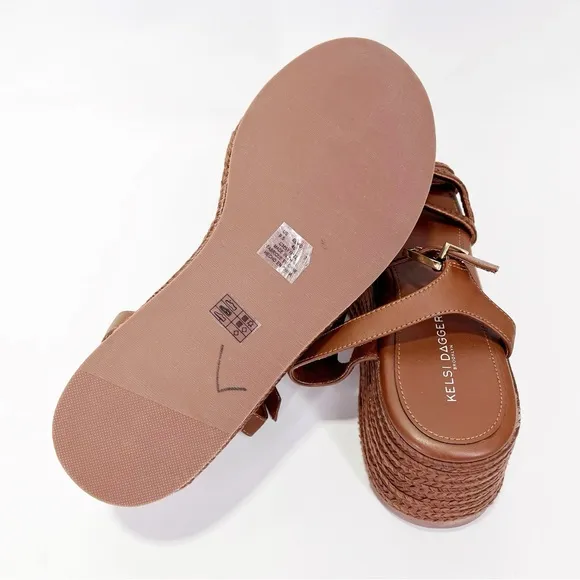 NEW Kelsi Dagger Brooklyn Mend Braided Strap Platform Wedge Sandals Rope Open
