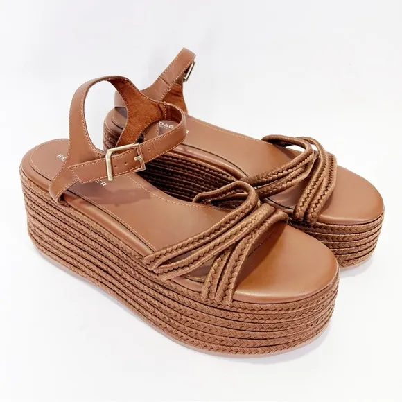 NEW Kelsi Dagger Brooklyn Mend Braided Strap Platform Wedge Sandals Rope Open