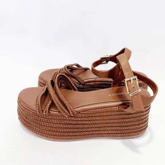 NEW Kelsi Dagger Brooklyn Mend Braided Strap Platform Wedge Sandals Rope Open