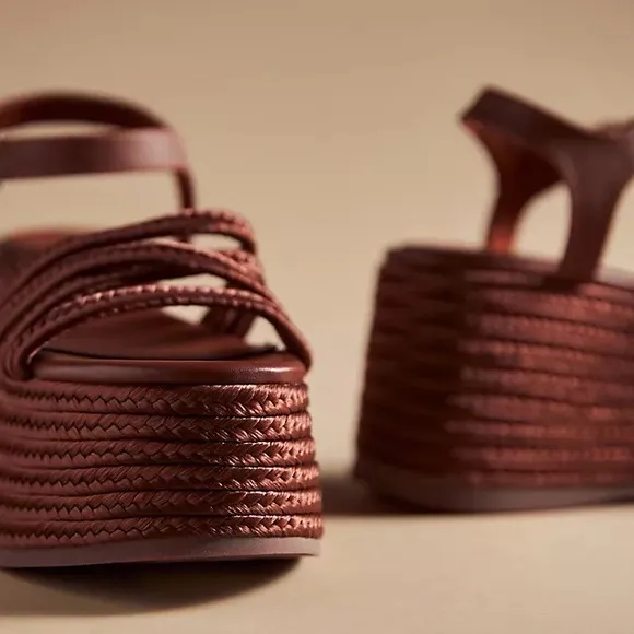 NEW Kelsi Dagger Brooklyn Mend Braided Strap Platform Wedge Sandals Rope Open