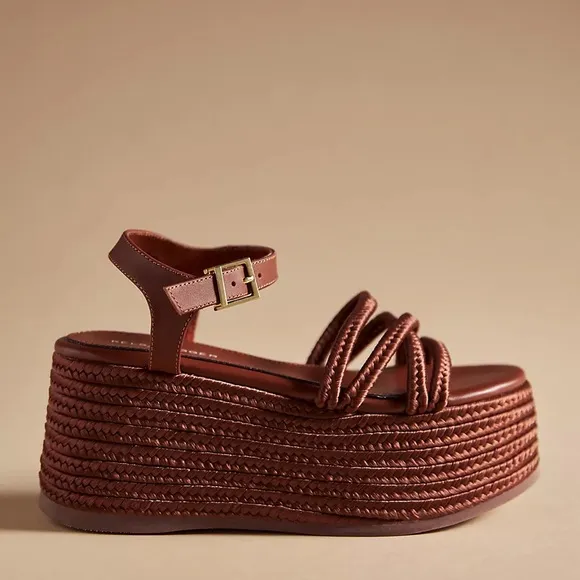 NEW Kelsi Dagger Brooklyn Mend Braided Strap Platform Wedge Sandals Rope Open
