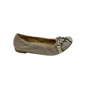 NEW LALISA women's chloe flats in taupe suede/snake