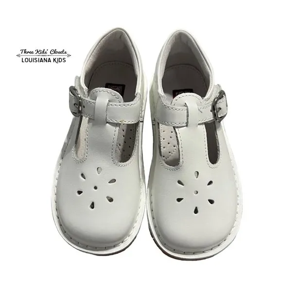 NEW L'Amour Sz 11 White Joy Classic Leather T-Strap Mary Jane Shoes