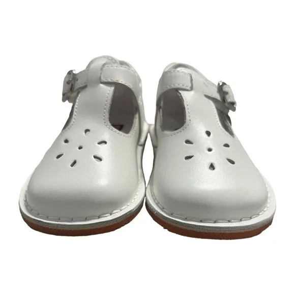 NEW L'Amour Sz 11 White Joy Classic Leather T-Strap Mary Jane Shoes