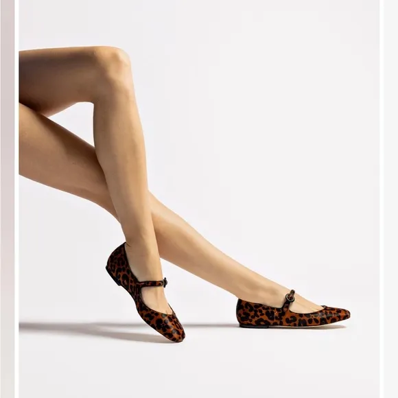 New. Larroude Leopard Print Women's Mary Jane Flats