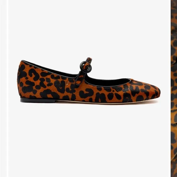 New. Larroude Leopard Print Women's Mary Jane Flats