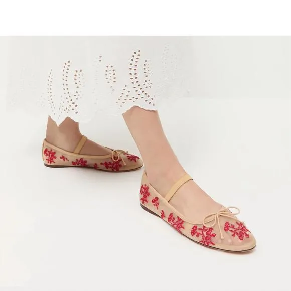 NEW LOEFFLER RANDALL women leonie embellished ballet flats in natural