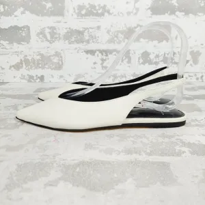 NEW Marc Fisher Ivory White Pointed Toe Flat Slingback Shoes K252