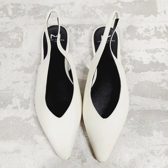 NEW Marc Fisher Ivory White Pointed Toe Flat Slingback Shoes K252