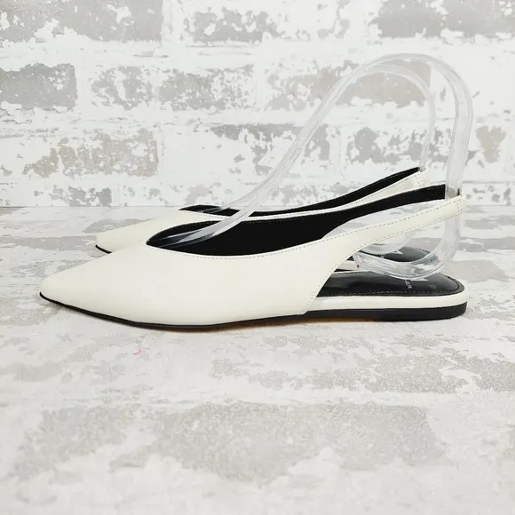 NEW Marc Fisher Ivory White Pointed Toe Flat Slingback Shoes K252