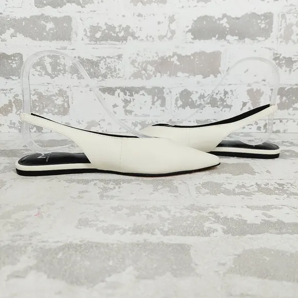 NEW Marc Fisher Ivory White Pointed Toe Flat Slingback Shoes K252