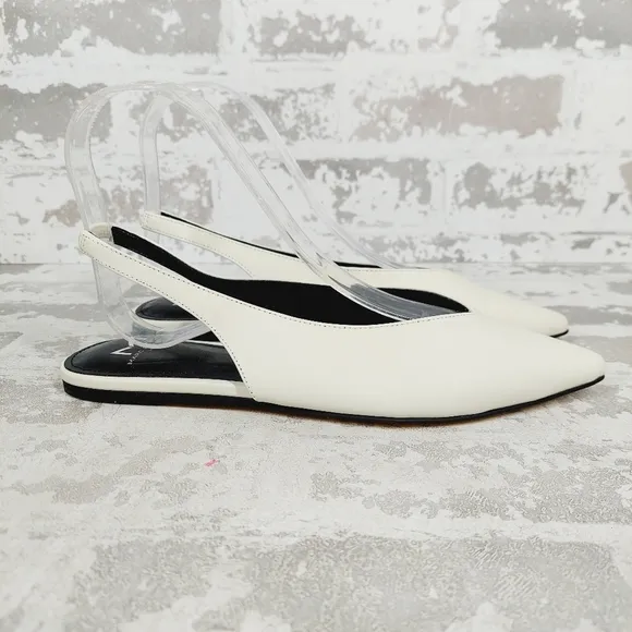 NEW Marc Fisher Ivory White Pointed Toe Flat Slingback Shoes K252