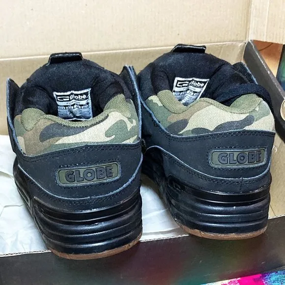 NEW MEN'S GLOBE SHOES SIZE 10.5 MENS SKATE SHOES GLOBE FUSION BLACK CAMO CHUNKY