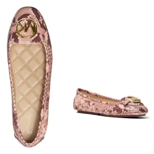 New! MICHAEL KORS Women's Leather Snake-embossed Lillie Flat Shoes Moccasins 9.5