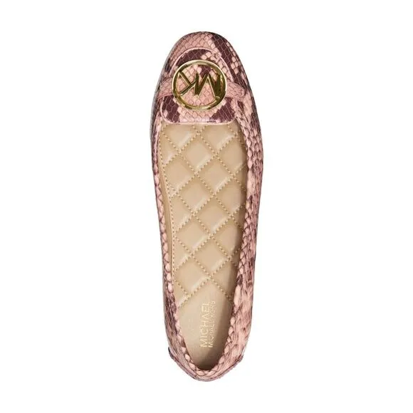 New! MICHAEL KORS Women's Leather Snake-embossed Lillie Flat Shoes Moccasins 9.5