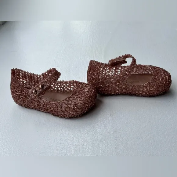 NEW Mini Melissa Campana Flats Rose Glitter Toddler Girl size 6