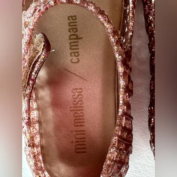 NEW Mini Melissa Campana Flats Rose Glitter Toddler Girl size 6