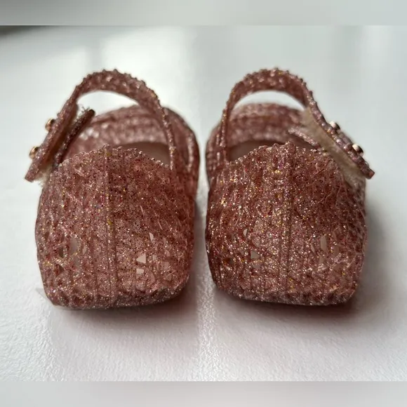 NEW Mini Melissa Campana Flats Rose Glitter Toddler Girl size 6