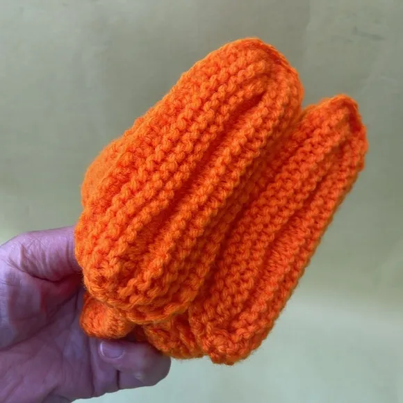 New multicolored/bright orange wool blend hand knitted shoes