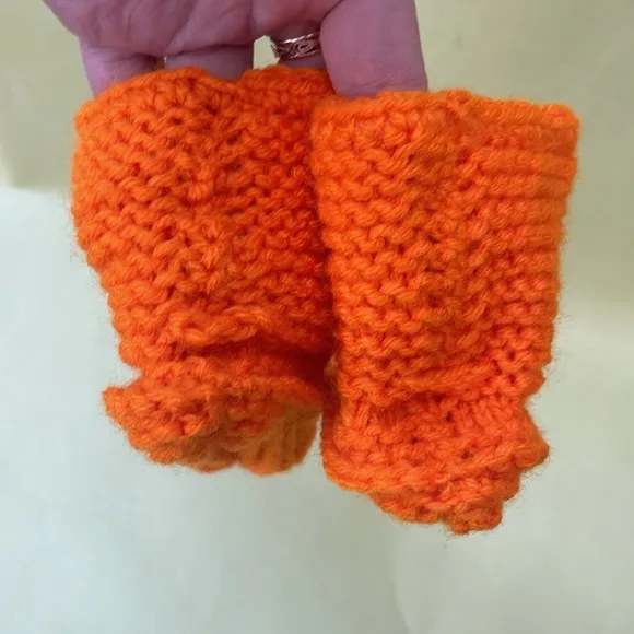 New multicolored/bright orange wool blend hand knitted shoes