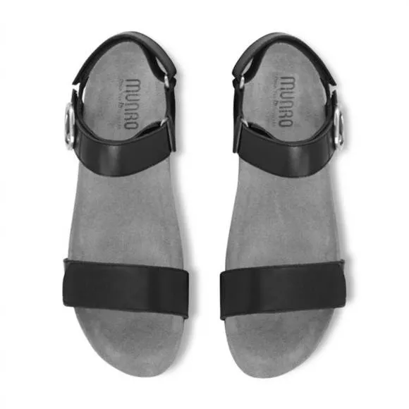NEW MUNRO women's sintra wedge sandal in black calf leather