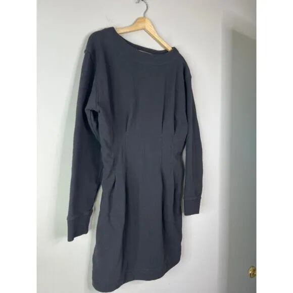 NEW Nation LTD Ronni Pullover Drop Shoulder Sweatshirt Mini Dress Black Sz Large