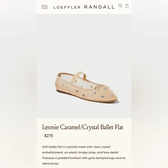 New Never Worn! Popular Leonie ballet flats by Loeffler Randall w/amesh crystals