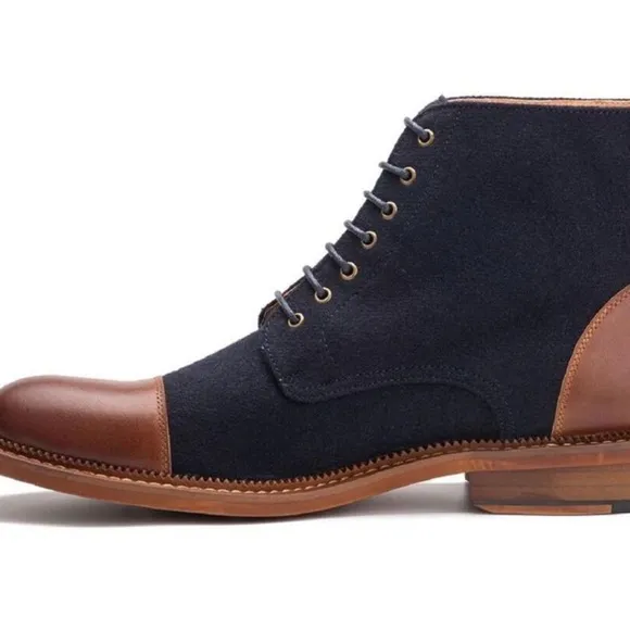 New nwot Vintage Foundry Co. Mens Remington Navy Combat &amp; Lace-up Boots 9.5