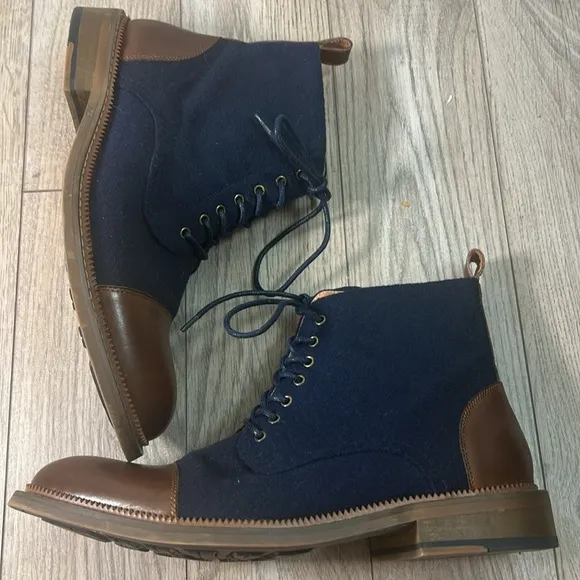 New nwot Vintage Foundry Co. Mens Remington Navy Combat &amp; Lace-up Boots 9.5