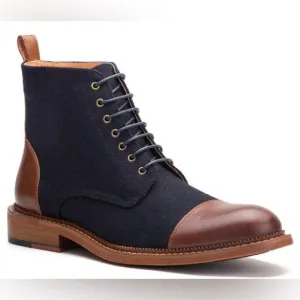 New nwot Vintage Foundry Co. Mens Remington Navy Combat &amp; Lace-up Boots 9.5