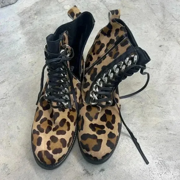 NEW Pancaldi Combat Boots leopard print size 10