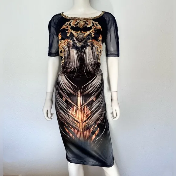 NEW POLEN POE SATIN DRESS SHORT SHEER SLEEVES FORMAL UNLINED‎ BOAT NECK