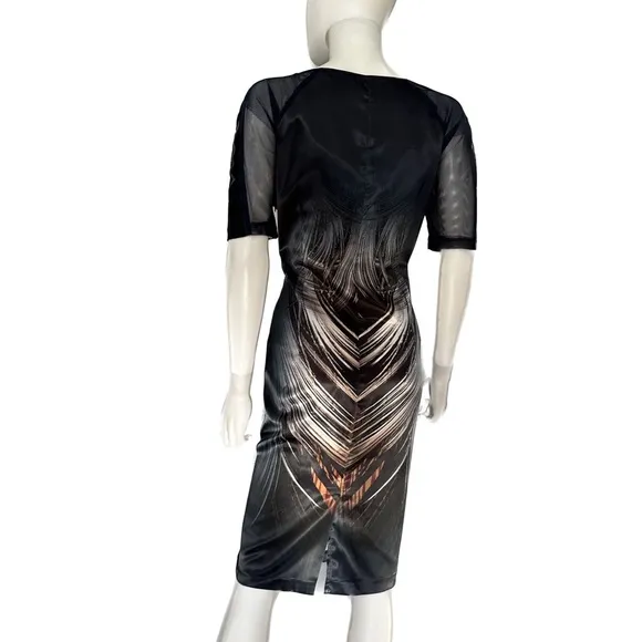 NEW POLEN POE SATIN DRESS SHORT SHEER SLEEVES FORMAL UNLINED‎ BOAT NECK