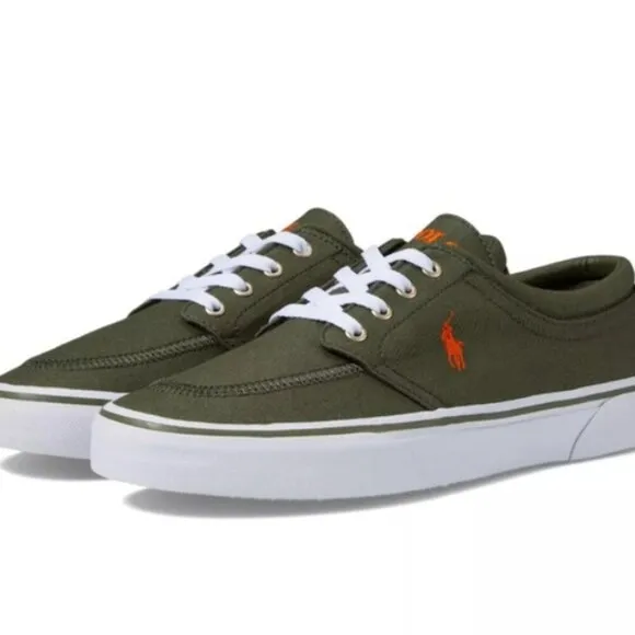 NEW Polo Ralph Lauren Faxon X Low Top Canvas Sneaker Mens Size 11.5‎ Olive Green