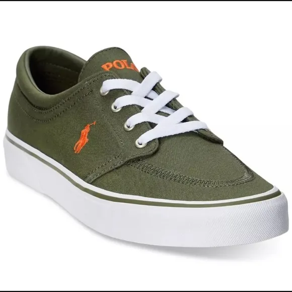 NEW Polo Ralph Lauren Faxon X Low Top Canvas Sneaker Mens Size 11.5‎ Olive Green