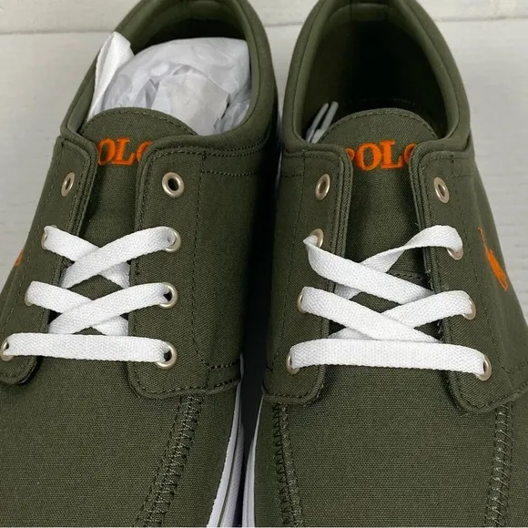 NEW Polo Ralph Lauren Faxon X Low Top Canvas Sneaker Mens Size 11.5‎ Olive Green