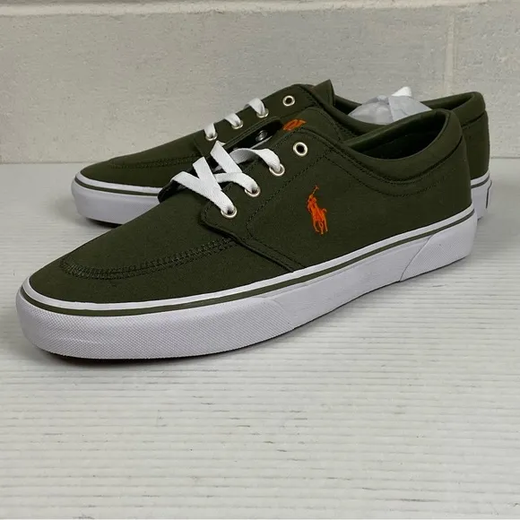 NEW Polo Ralph Lauren Faxon X Low Top Canvas Sneaker Mens Size 11.5‎ Olive Green