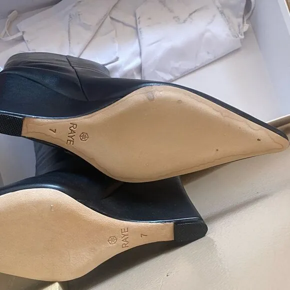 New Raye Revolve Denisse Boots Black leather knee high wedges shoes box 7