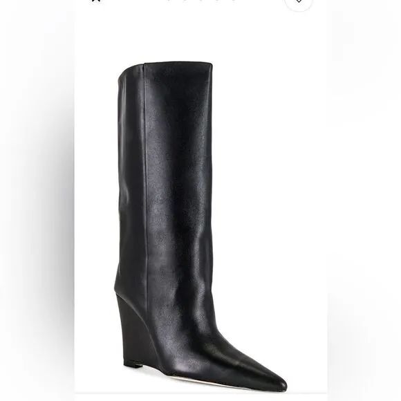 New Raye Revolve Denisse Boots Black leather knee high wedges shoes box 7