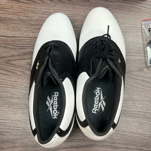 NEW Reebok White &amp; Black Saddle Oxford Golf Shoes 9 M
