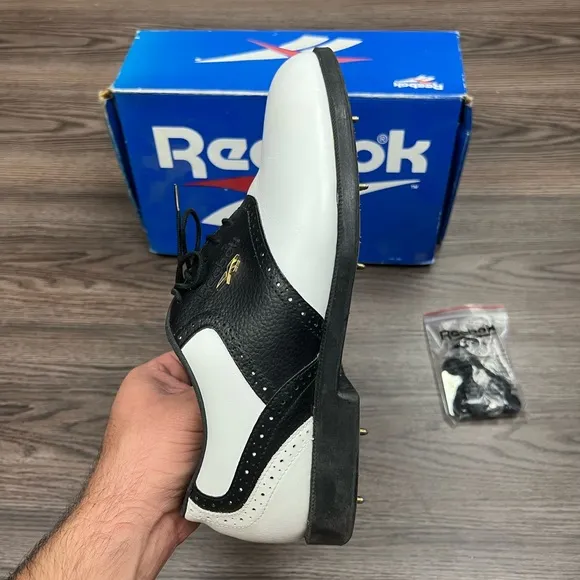 NEW Reebok White &amp; Black Saddle Oxford Golf Shoes 9 M