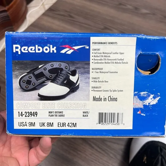 NEW Reebok White &amp; Black Saddle Oxford Golf Shoes 9 M